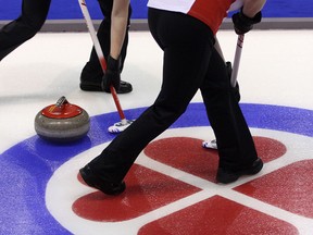 Ian MacAlpine The Whig-Standard

Members of Team Newfoundland sweep as they practice  for the Scotties Tournament of Hearts on Friday morning at the K-Rock Centre.