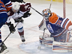 Nikolai Khabibulin got his first win in more than a year (Codie MacLachlan, Edmonton Sun).