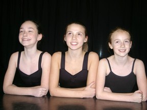 Looking forward to summer and ballet school: Bianca Sinclair, left, Camryne Quinn and Sara DeVrieze, students at Studio Dance Pointe. (Eric Bunnell, Times-Journal)