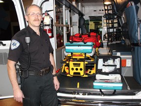 Wayne Therres of Melfort Ambulance Care shows off two of the new pediatric kits which were completed thanks to an anonymous donation.