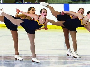 Queen’s University figure skating team members (l-r) Anna Krzemien, Jodi Anderson, Nicole Grenon and Melissa Minken skated to a silver medal in the Pairs Fours competition in the Ontario University Athletics figure skating championships at the INVISTA Centre Feb. 12-13. Hosted by Queen’s, the competition attracted figure skaters from all over the province participated in the event.           Rob Mooy - Kingston This Week