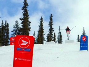 Freestyle skiers hit the slopes at Sunshine Village for the under 16 Alberta Freestyle Competition. Photo by Adam Locke