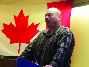 Dave Patsack, co-chair for the 2015 bid to bring the RBC Cup to Portage la Prairie in 2015, spoke to the Portage Rotary Club, Tuesday, updating them on the bid's progress. (ROBIN DUDGEON/PORTAGE DAILY GRAPHIC/QMI AGENCY)