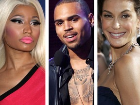 Composite image of Nicki Minaj (REUTERS/Jonathan Alcorn), Chris Brown (REUTERS/Mario Anzuoni ) and Teri Hatcher(REUTERS/Lucy Nicholson).