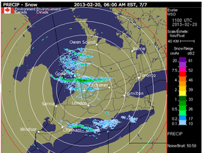 Environment Canada weather radar image.
QMI AGENCY FILE