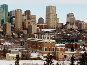 Edmonton skyline's is seen from the River Valley.