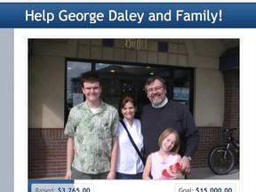 An appeal is underway to help former Simcoe resident, George Daley and his family with medical costs. This image is taken from the website gofundme.com/1v5u1s.