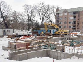 Work continues this week on the Thirty Six Front development beside The Huntingdon condominiums near Lakeside Dr. in Stratford. (SCOTT WISHART, The Beacon Herald)