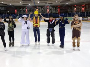 The Kirkland Lake Skating Club's Junior Skaters practiced in this week as they prepare for the KLSC Ice Show that will take place on March 1st starting at 7 p.m. The theme for this year's show is "musical note" and the junior skaters are  The Village People. In the photo, left to right includes Charli Dube, Hope Menard, Jada Dudgeon, Chloe Aird, Grace Turner, Heidea Cave, and Aimee Boudreault.