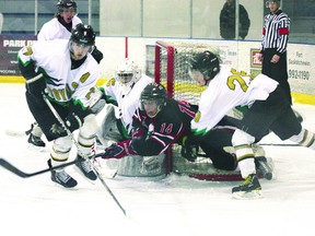 The Junior B Hawks won the last in a three-game series against the Edmonton Royals on Tuesday to take the first playoff series two games to one.
Photo by Aaron Taylor/Fort Saskatchewan Record/QMI Agency