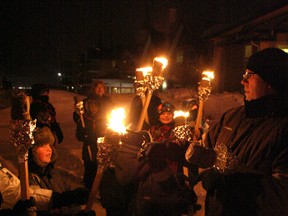 The Beaumont #1 and #2 Scouts groups came together on Tuesday, Feb. 19, to host their annual Torch Walk, which began at the Beaumont Fire Department, continued south down 50 Street and came to a halt at Lions RV Park.