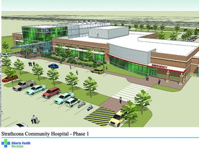 A 2010 rendering of Strathcona Community Hospital's Phase 1. Graphic Courtesy Alberta Health Services