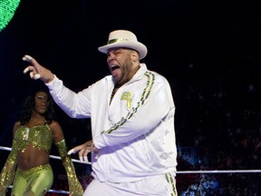 The Funkasaurus Brodus Clay is as talented a dancer as he is a pro wrestler. Clay performs his signature moves to his trademark song Somebody Call My Momma. (Photo courtesy of WWE Inc.)