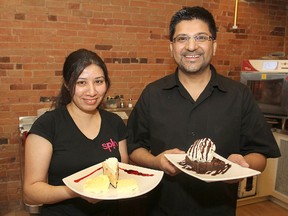 Mustafa Ali and wife Alifya in their Spin Dessert Cafe on Princess Street at Sydenham Street. (Michael Lea The Whig-Standard)