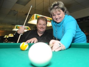 Richard and Lise Malette, prepare for a Karissa Kruk fundraiser at Rhythm 'N' Cues.The nine-ball tournament will be held at Rhythm 'N' Cues at 1855 Lasalle Blvd., starting at 6:30 p.m. on Saturday February 23, Tickets cost $20.

Tickets are available at the door or by phoning Malette at 560-8321.
GINO DONATO/THE SUDBURY STAR