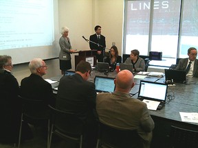 Grey-Bruce medical officer of health Dr. Hazel Lynn and research assistant Dr. Ian Arra present a report about health effects of wind turbines to the Grey Bruce Board of Health in Owen Sound on Friday. James Masters, The Sun Times