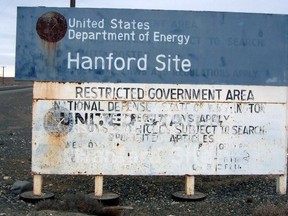 Warning sign at entry to Hanford Site, Washington. (Wikimedia Commons)