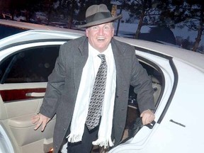 SCOTT WISHART The Beacon Herald
Respected 30-year veteran Ontario Hockey Association referee Bob Beatty arrives in style to the Allman Memorial Arena for the final game of his career Friday night.