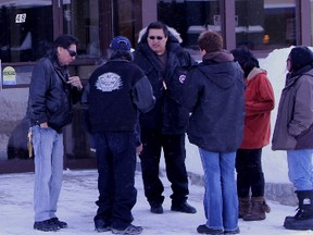 Scene outside Ontario Superior Court in Timmins Friday wherer ice road blockaders were ordered to stop their blockade.