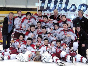The Schumacher Cubs blanked the host club New Liskeard Lions 1-0 and were crowned champions at the 2013 Waterfront Inn Challenge Cup Midget Hockey Tournament earlier this month. The Cubs pose for a photo, front row, from left Nick Brousseau, Scout Bielaskie, Justin Rodgers, James Cloutier, and Adam Kvas. Middle row Nick Allair, Scott Clusieau, Taylor Salomone, Peter Sabourin, Kevin Lanoix, and Sylvie Guèvremont (manager). Back row Rick Kvas (trainer), Colbey Tozer, Corey Bechard, Brandyn Labrosse, Ryan Caron, Gord Conley (assistant coach), Greg Willett, and Bruno Battochio (coach).
