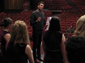 Jonathan Howard, a bass with The King's Singers, holds a master class with Algoma Conservatory of Music's Advanced Choir at Kiwanis Community Theatre Centre on Saturday. The six-member a cappella group from England performed at the venue that night. It was the last date of a North American tour that included a sold-out performance at Carnegie Hall. Watch a video at www.saultstar.com