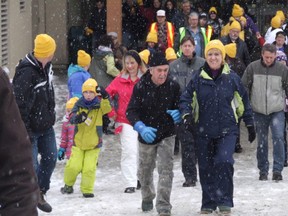 Participants in Saturday's Coldest Night of the Year Walk leave the Rainbow Centre in Greater Sudbury in the file photo. HAROLD CARMICHAEL/THE SUDBURY STAR