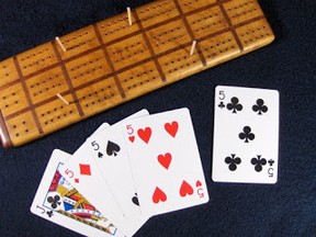 Cribbage board and cards