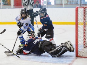 SARAH DOKTOR Simcoe Reformer
The Delhi Atom Rockets faced off against the Wolves on Feb. 24 during an OMHA playdown series game.  The Rockets defeated the Wolves 3-2 in Game 3 of the series.