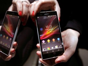 The new Sony Xperia Z is pictured during the Mobile World Congress in Barcelona Feb. 25, 2013.   REUTERS/Gustau Nacarino