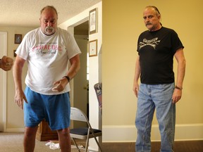 Jake Roberts is pictured before, left, and during, right, his transformation thanks to his friend Diamond Dallas Page and his DDP Yoga. Roberts has dropped more than 60 pounds since starting the program last year. (Courtesy of DDP Yoga)