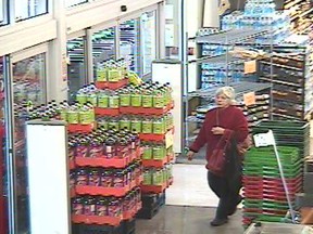 Norfolk OPP have released a photo of a woman suspected to be involved in the theft of three purses from elderly shoppers at the Sobeys store in Simcoe. (CONTRIBUTED PHOTO )