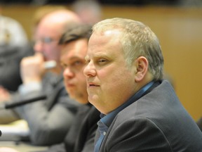 Greater Sudbury Coun. Joe Cimino sits in council chambers at Tom Davies Square on Tuesday night where council voted 9-4 to no longer use Ontario Ombudsman Andre Marin. (Gino Donato/The Sudbury Star)