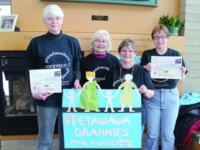 STEPHEN UHLER   The Petawawa Grannies, who are part of the Stephen Lewis Foundation's Grandmothers to Grandmothers Campaign, are holding a benefit "Konsert," which is African for "concert" on Sunday, March 3, 2013, 2 p.m. at the Troyes Cinema, CFB Petawawa. The event will feature a wide range of musical talent and stylings, with all proceeds going to the Stephen Lewis Foundation. Tickets are available at the Algonquin Sewing Centre and Glenergy Inc. In the photo are, from left, Jean Olstrum, Eileen Barber, Barbara Bailey and Hilda Young.