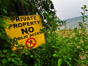 A sign at the south end of the disputed area of a road to Georgian Beach taken in 2010.