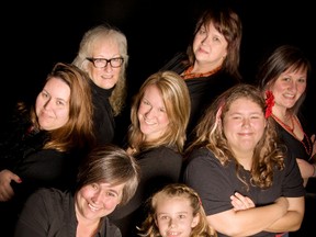 A group of Norfolk women will perform the Vagina Monologues at the Lighthouse Festival Theatre on Saturday. Back row from left: Brenda Hazlewood, Tammy Little and J.P. Chapman-Cullen. Middle row from left to right are Corrie Hanna-Best, Rebecca Knight (director) and Jessica Lankester. Jennifer Schooley and Charlotte Cornell are in the front row. (Photo by Cassandra Belisle)