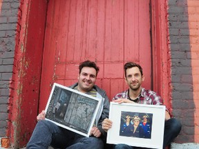Christian Pelletier and Andrew Knapp show off some of the photos that will be featured in the book of photos.
GINO DONATO/THE SUDBURY STAR