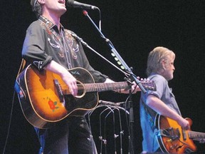 Jim Cuddy and Greg Keelor, shown during a performance at the Stratford Festival theatre in 2009, are bringing Blue Rodeo to Stratford for a concert March 28 to benefit the Cash for Splash campaign for a splash pad in the city. (SCOTT WISHART, The Beacon Herald files)