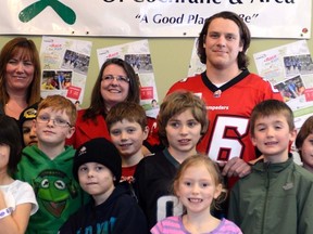 Rob Cote, of the Calgary Stampeders, was at the Boys and Girls Club to launch Race for Kids.