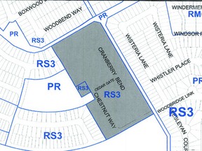 The area marked in grey saw 17 local residents show up at Tuesday's council meeting to oppose the residential development proposal. The residents said they had been mislead and were told there would be additional green space behind their homes, rather than further development.
Graphic Supplied