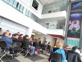 University of Waterloo Stratford campus played host to a space-to-ground connection with Canadian astronaut Chris Hadfield recently. (SCOTT WISHART The Beacon Herald)