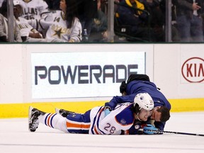 Ryan Jones was down for a while after the Jamie Benn crosscheck, but shrugged it off after the game. (Reuters)