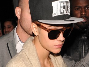 Justin Bieber leaves London's BLC (The British Luxury Club) after celebrating his 19th birthday with friends. Craig Harris/WENN.com