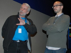 Bill MacPherson, co-director of Shadows of the Mind, and Alonso Mayo, director of The Story of Luke, speak at Galaxy Cinemas on Sunday, March 3, 2013.