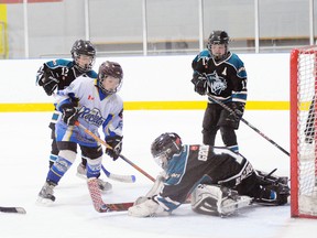 File Photo
The Simcoe Groms Atom Warriors battled the Delhi Rockets in this file photo from February. The Warriors took Game 1 of its OMHA semifinal series 4-3 over Lambeth on March 1.