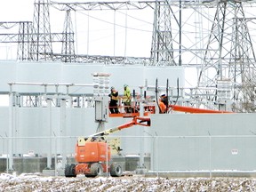 The $300-million Erieau Wind Project in southeast Chatham-Kent is expected to begin feeding power produced by 55 wind turbines into the sub-station under construction on Pinehurst Line in early April. The project will supply 99 megawatts of power into the Ontario grid. (VICKI GOUGH, The Daily News)