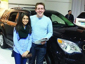 Trina Ghiacy (left) and Aaron Murray checked out the 2013 Chevrolet Equinox at the  2013 Canadian International Autoshow in Toronto.