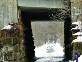 A locomotive passess over the Brock Trail north of Brock Street on Friday. DARCY CHEEK The Recorder and Times