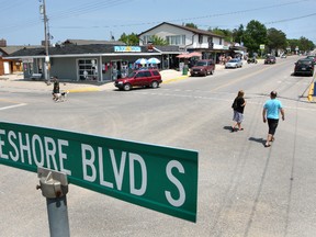 The intersection of Main St. and Lakeshore Blvd. at Sauble Beach.