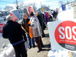 INTELLIGENCER FILE PHOTO BY EMILY MOUNTNEY-LESSARD
A rally has been planned for Trenton Memorial Hospital on March 7. Residents have rallied in the past, as pictured above, when the threat of service cuts have been made at TMH.