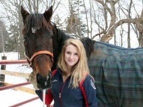 Jessica Ritchie, 17, of Paris was one of eight youth across the province to receive a $1,000 Ontario Equestrian Federation youth bursary on Feb. 23, 2013 for nursing her horse Flirt back to health. MICHAEL PEELING/The Paris Star/QMI Agency